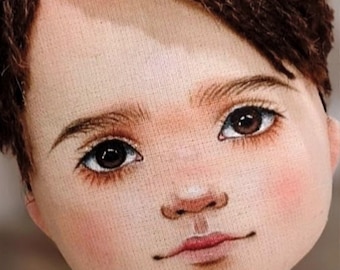 Video tutorial on drawing the face of a ragdoll Alejandro using a face template / Tutorial on DIY painting the face of a textile art doll