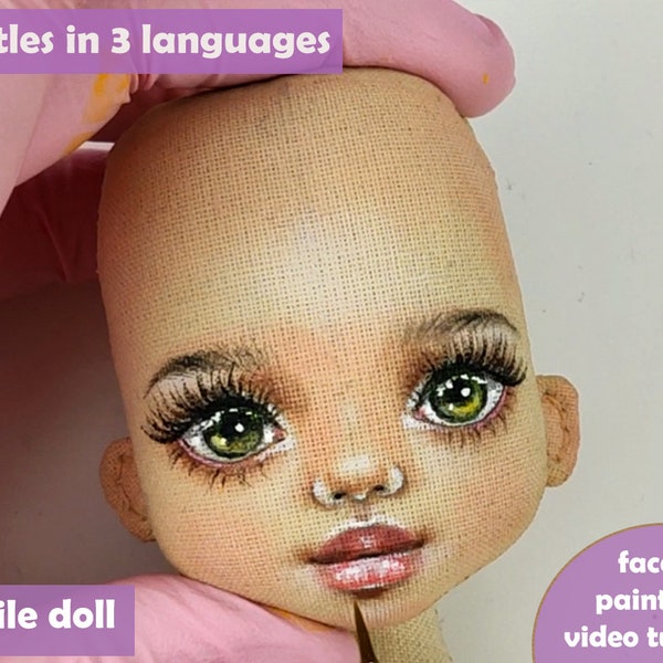 dibujar vídeo pintura de la cara de la muñeca 10 pulgadas tutorial de costura muñeca suave patrón cuerpo de la muñeca muñeca de tela pdf patrón muñeca textil arte muñeca tutorial