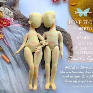 PDF Nähanleitung Stoffpuppe 16 zoll Junge und Mädchen Puppe PDF Schnittmuster Stoffpuppe Stoffpuppe Einfach Textilkunst Blankopuppe Stoffpuppe Schnittmuster
