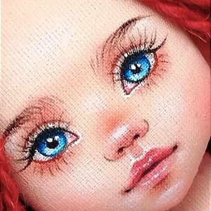 Video tutorial on drawing the face of a ragdoll Jessica Jane using a face template / Tutorial on DIY painting the face of a textile art doll