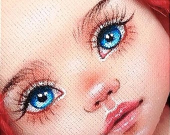Video tutorial on drawing the face of a ragdoll Jessica Jane using a face template / Tutorial on DIY painting the face of a textile art doll