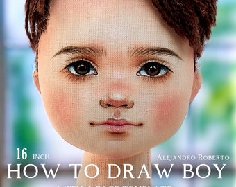Video tutorial on drawing the face of a ragdoll Alejandro using a face template / Tutorial on DIY painting the face of a textile art doll