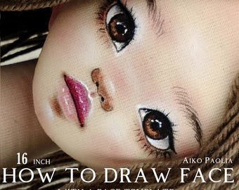 face painting doll with face template video16 inch rag doll Aiko Paolia cloth doll pattern soft doll body wool hair pdf video tutorial