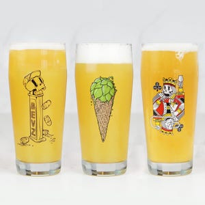 Willi Becher クラフトビールグラスセット - ユニークなデザイン、480ml (3個セット)