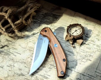 Handmade Folding Knife, Stainless Steel Pocket Knife, Camping Knife, EDC, Survival