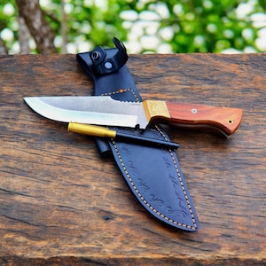 Handmade N690 Steel Bushcraft Knife: Walnut Handle, Fire Starter