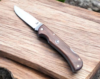 Gift for Him – Handmade Folding Pocket Knife, Stainless Steel EDC, Camping & Survival Knife