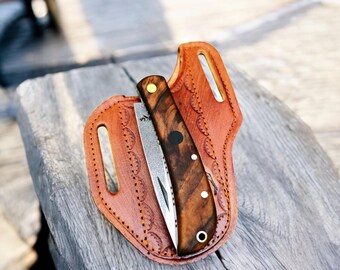 Personalized EDC Folding Knife – N690 Steel Blade, Walnut Handle, Slipjoint, Camping & Survival Gear Gift