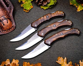Handcrafted Walnut Handle Pocket Knife with N690 Steel Blade