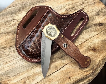 Custom Pocket Knife – N690 Steel Folding Blade, Lockback Mechanism, Walnut Brass Handle – EDC, Camping, Survival Tool