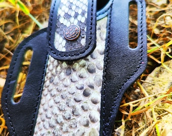 Handmade Knife Sheath – Genuine Python & Cowhide Leather, Pancake Belt Sheath, Luxury EDC Holster, Gift for Him