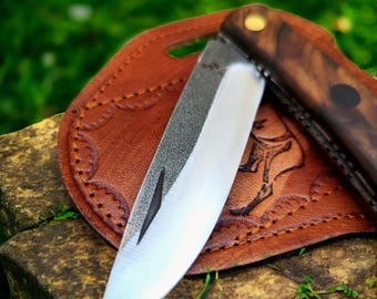 Handmade Slipjoint Pocket Knife – N690 Steel, Walnut Handle, EDC, Camping, Survival, Unique Gift for Men