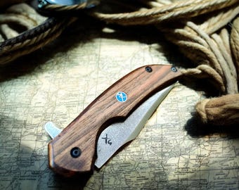 Handmade Folding Pocket Knife – Stainless Steel Blade, EDC, Camping & Survival Knife, Gift for Him, Father’s Day