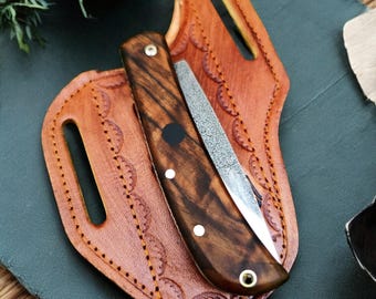 N690 Steel Folding Knife – Walnut Handle, Slipjoint Mechanism, EDC, Camping, Survival, Gift for Him