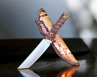 Handmade Tanto Knife – Japanese Samurai Knife, Full Tang, Stainless Steel, Walnut Handle, Bushcraft, EDC, Gift for Him