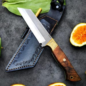 Handmade Bushcraft Knife – N690 Steel Blade, Walnut Handle, Full Tang, Camping Knife, Survival Gear, Hunting Knife