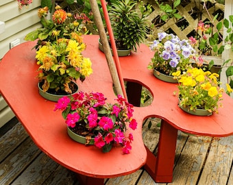 Wooden Paint Pallet Planter, Gardening Display Handmade with Stand, Outdoor Design, Customizable Color, With Hole for Tools in Center