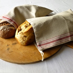 Bread bag &quot;Hinnak&quot; for environmentally friendly shopping and storage of unpackaged food, pure linen/cotton, sustainably produced