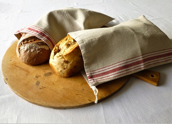 Brotbeutel "Hinnak", auch in XL, reines Leinen o. Halbleinen, zum umweltfreundlichen Einkauf u. Lagerung unverpackter Lebensmittel