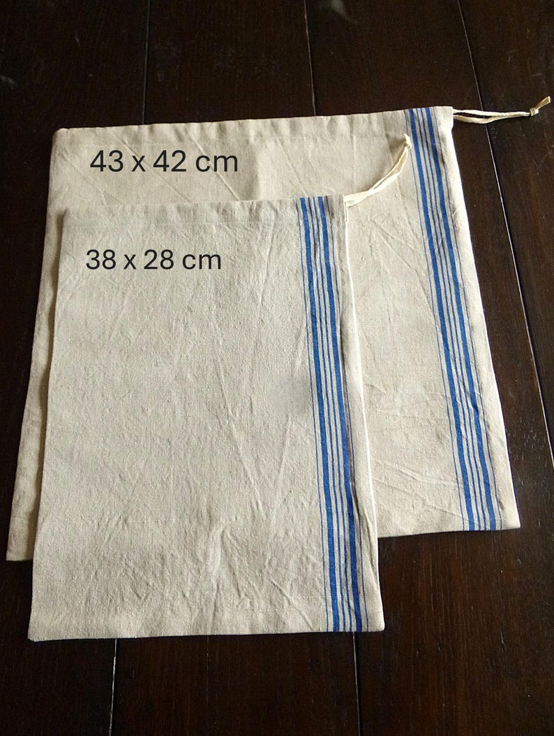 Broodzak "Hinnak", ook verkrijgbaar in XL, puur linnen of halflinnen, voor milieuvriendelijk winkelen en het bewaren van onverpakte voedingsmiddelen. afbeelding 6