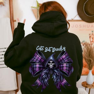 Creepy Cute Halloween Hoodie | Venom & Velvet Gothic Bow Sweater | Spooky Coquette Aesthetic Pullover | Alt Girl Spooky Hoodie | Premium