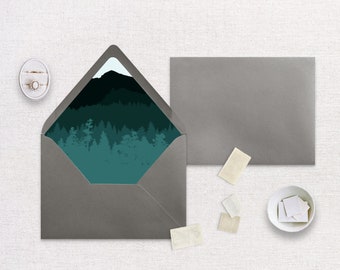 Forest Landscape Envelope Liner DIGITAL Template | Wedding Stationery Digital Download | DIY A7 Envelope Liner