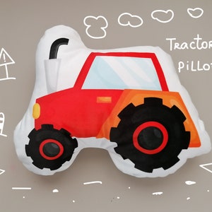 Almohada de coche tractor, cojín con forma de camión para niños, juguete suave decorativo de doble cara para habitación de niños