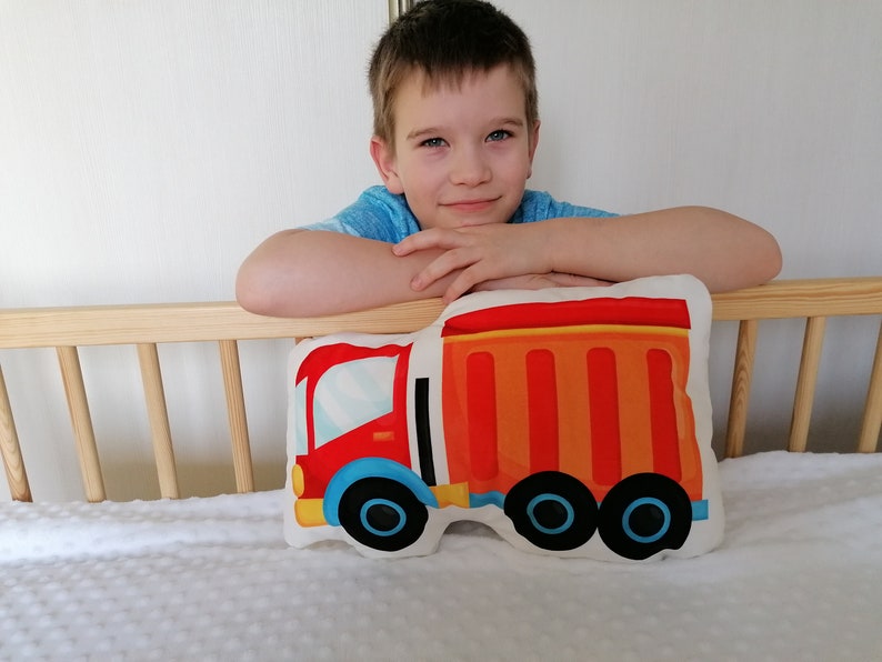 Dump Truck Shaped Pillow, Lorry Cushion for Kids, Decorative Double