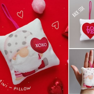 Valentines or Galentines Day MINI cushion, personalized Gnomes gift mini pillow for Decor or Wedding gift