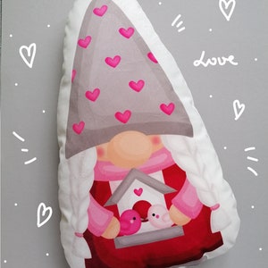 Valentines Day Gnome shaped cushion, Double-sided Gnomes gift throw pillow for Valentine&#39;s Day Decor or Wedding gift