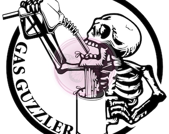 Gas Guzzler With Skeleton Decal | Truck Decal For Guys | Truck Decal | Guy Decal | Gift for Boyfriend | Gift For Husband |