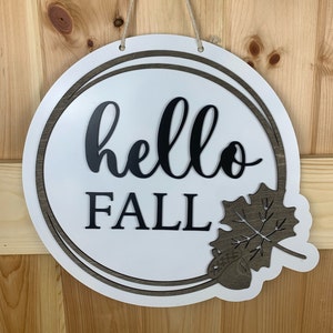 Cartel de la puerta de otoño de Hola