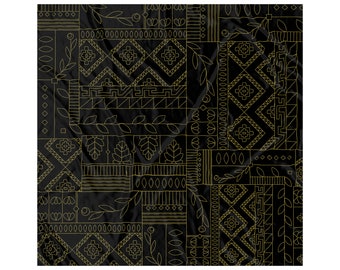 Black and Gold Floral Altar Tarot Card Cloth- The Golden Light Oracle Bandanna