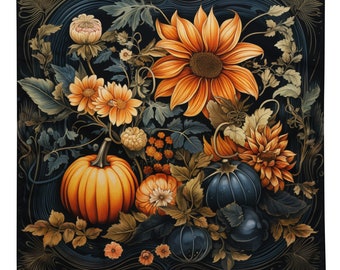 Autumn Pumpkins and Flowers Altar Tarot Cloth and Bandana