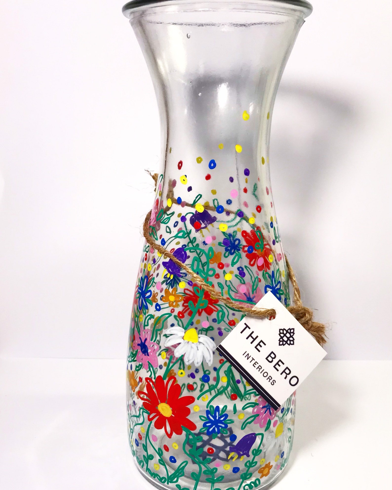 Hand Painted Floral Meadow Vase Bright Wild Flower Vase Etsy
