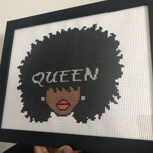 Black Woman Art, Black Girl Art, Black History Month Wall Art Framed, African Art, Completed Cross Stitch, Trendy Wall Art for Girlfriend