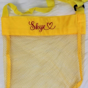 Personalized shell bags for kids, custom mesh tote bag for seashells, shell collecting bag, beach bag gifts for girls, toddler bag with name