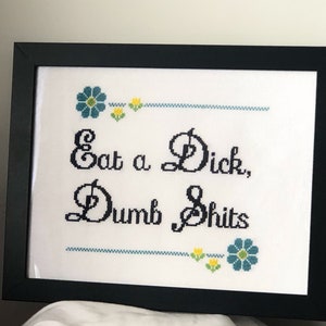 PDF Sewing Pattern, DIY, Sarcastic Cross Stitch, How To, Wall Hanging Subversive Art for Wall, Office Cubicle Dirty Humor, Digital Downloads image 1