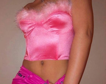 hot pink satin crop top