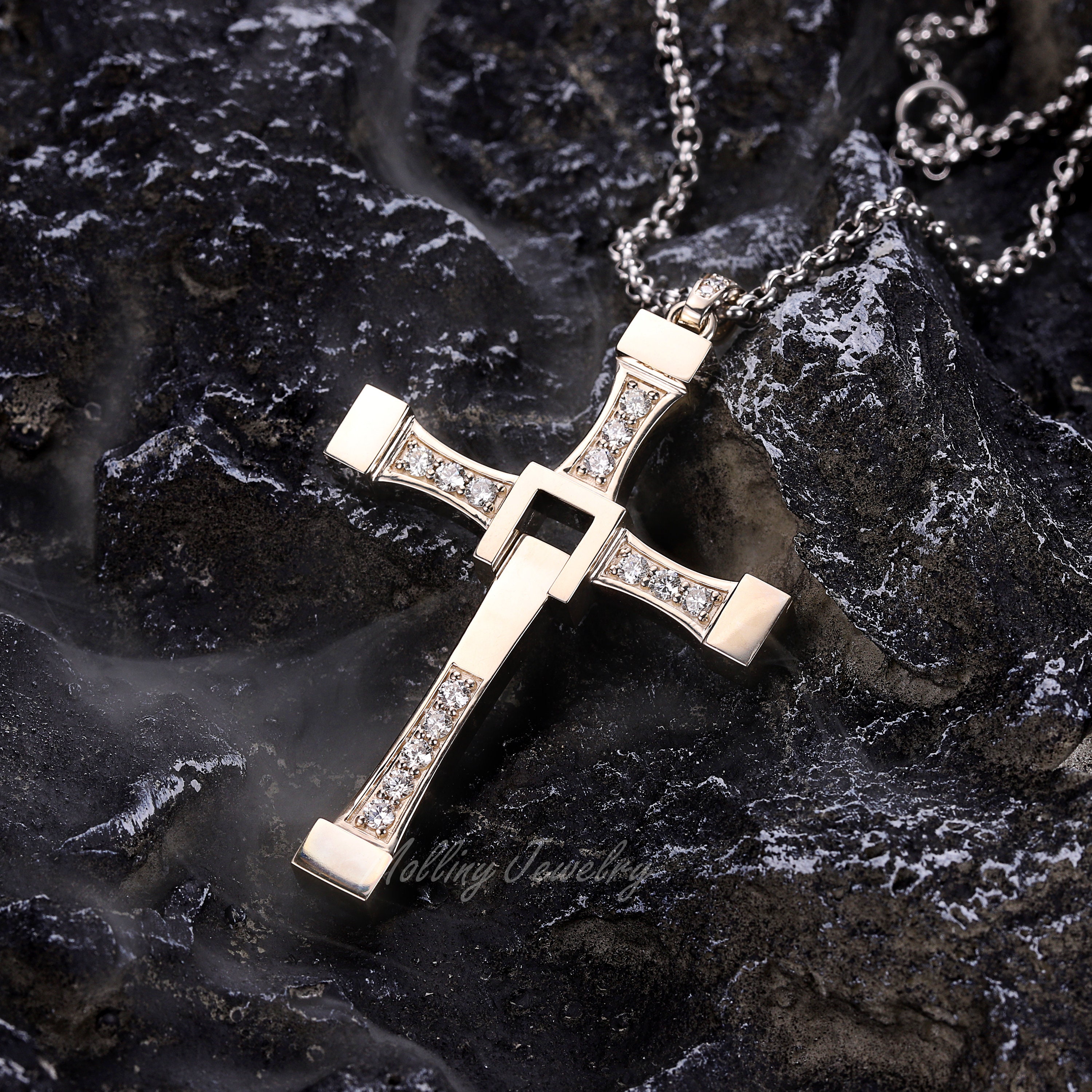 New Fast Furious Hip Hop Necklace Pendant Dominic Toretto Cross Top 14K  White Gold With Crystal Pendant For Men Gift From 102,32 € | DHgate
