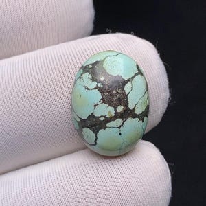 Natuurlijke Hubei Turquoise cabochon – 16,3 x 11,2 x 4,7 mm, 6,35 karaat – Deze natuurlijke schoonheid is bedoeld voor het maken van sieraden