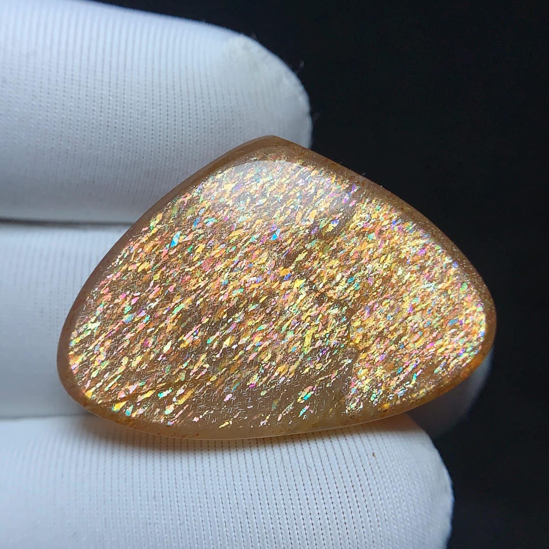 The Mystical Glow of Matrix Fire | Rainbow Lattice Sunstone Cabochon ...