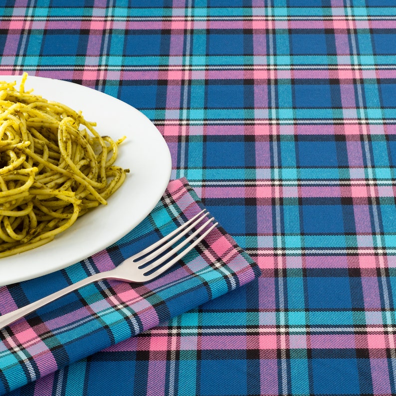 Navy & Pink Tartan Table Linen image 6