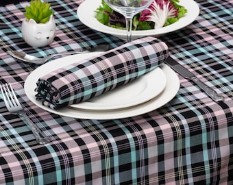 Black Rainbow Tartan Table Linen Range