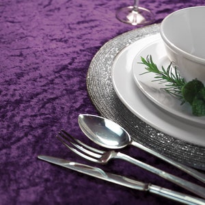 Purple Crushed Velvet Table Linen