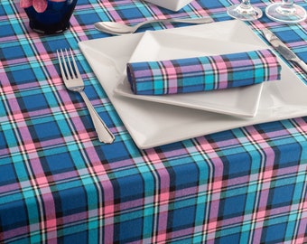 Navy Pink Tartan Table Linen Range