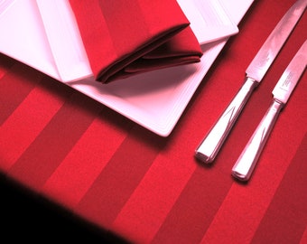 RED 2-Tone STRIPE Table Linen