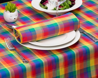 Pastel Rainbow Tartan Table Linen Range