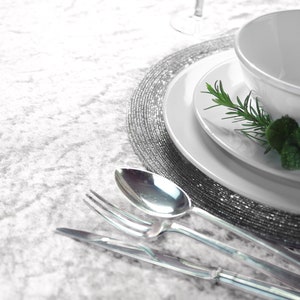 White Crushed Velvet Fabric & Table Linen