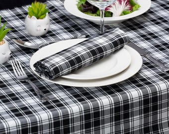 Black and White Tartan Table Linen Range